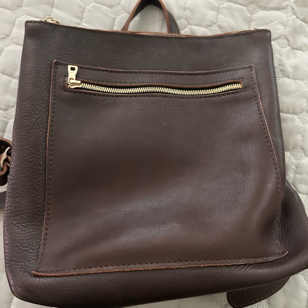 Portland Leather Tote Backpack in Coldbrew